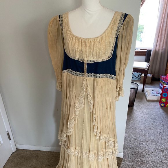 Very RARE Vintage Gunne Sax wedding dress 60s 70s renaissance boho hippie - Picture 5 of 12